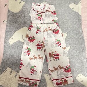 Toddler Festive Flannel Santa Pajama Set from Pottery Barn Kids Size 2T